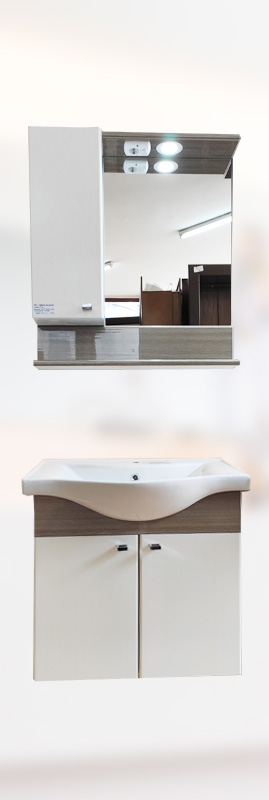 BRN-BA-3 Конзолен шкаф за баня с мивка 65см